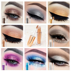 Glitter Eyeshadow Waterproof Fast Drying Eyeliner Metallic Shimmer Golden Brown