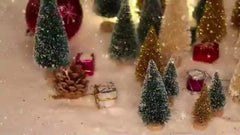 5pcs Mini Christmas Trees Wooden Base Bottle Brush Trees Desktop Decoration