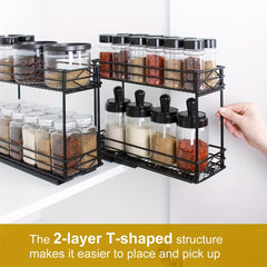 2 Tier Kitchen Shelves Spice Holder Seasoning Bottle Rack