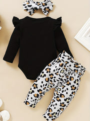 Baby Girls Ruffle Romper Leopard Print Pants 2pcs Set