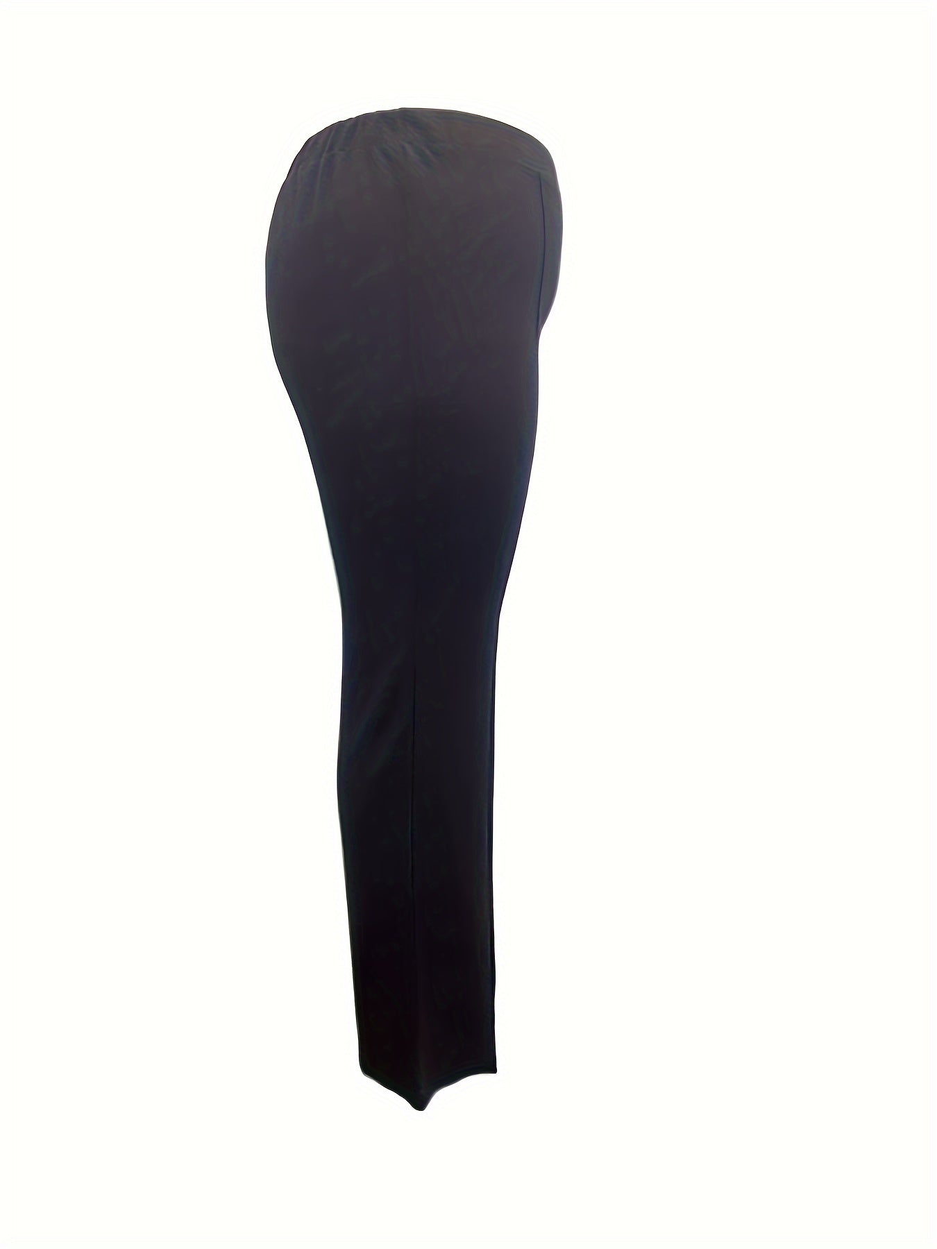  Solid High Rise Flared Leg Stretch Trousers