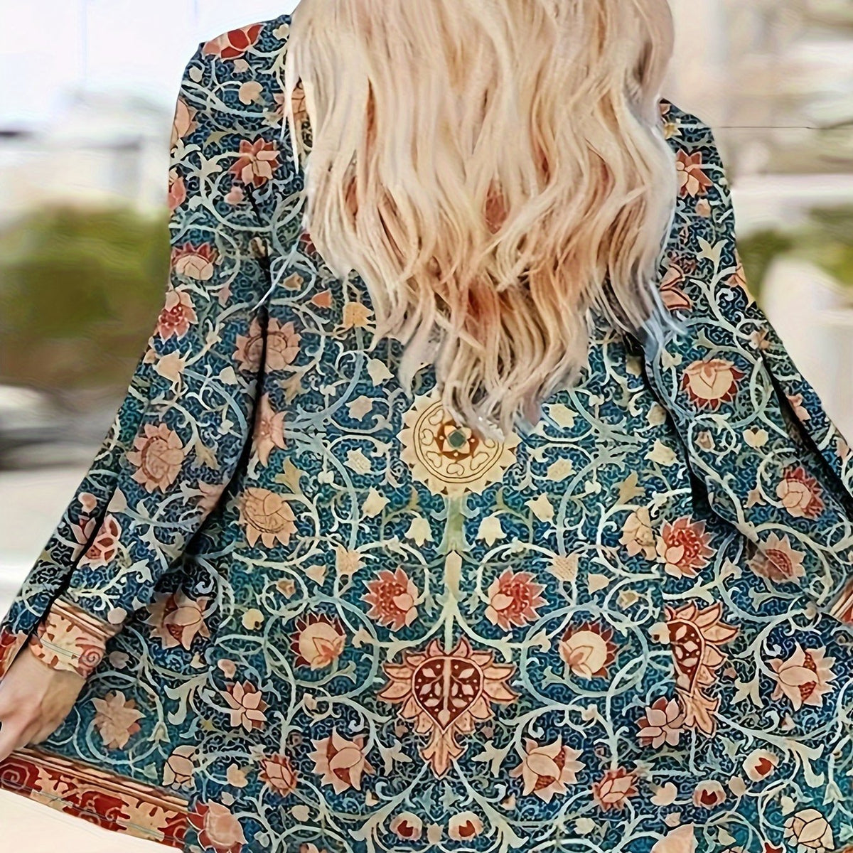 Boho Floral Print Open Front Cardigan