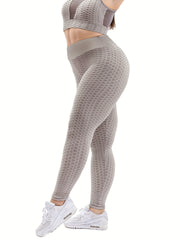  Colorblock Honeycomb Pattern High Rise Leggings