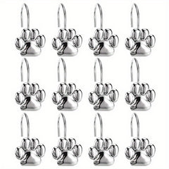 12pcs Cat Paw Print Shower Curtain Hook Bathroom Accessories