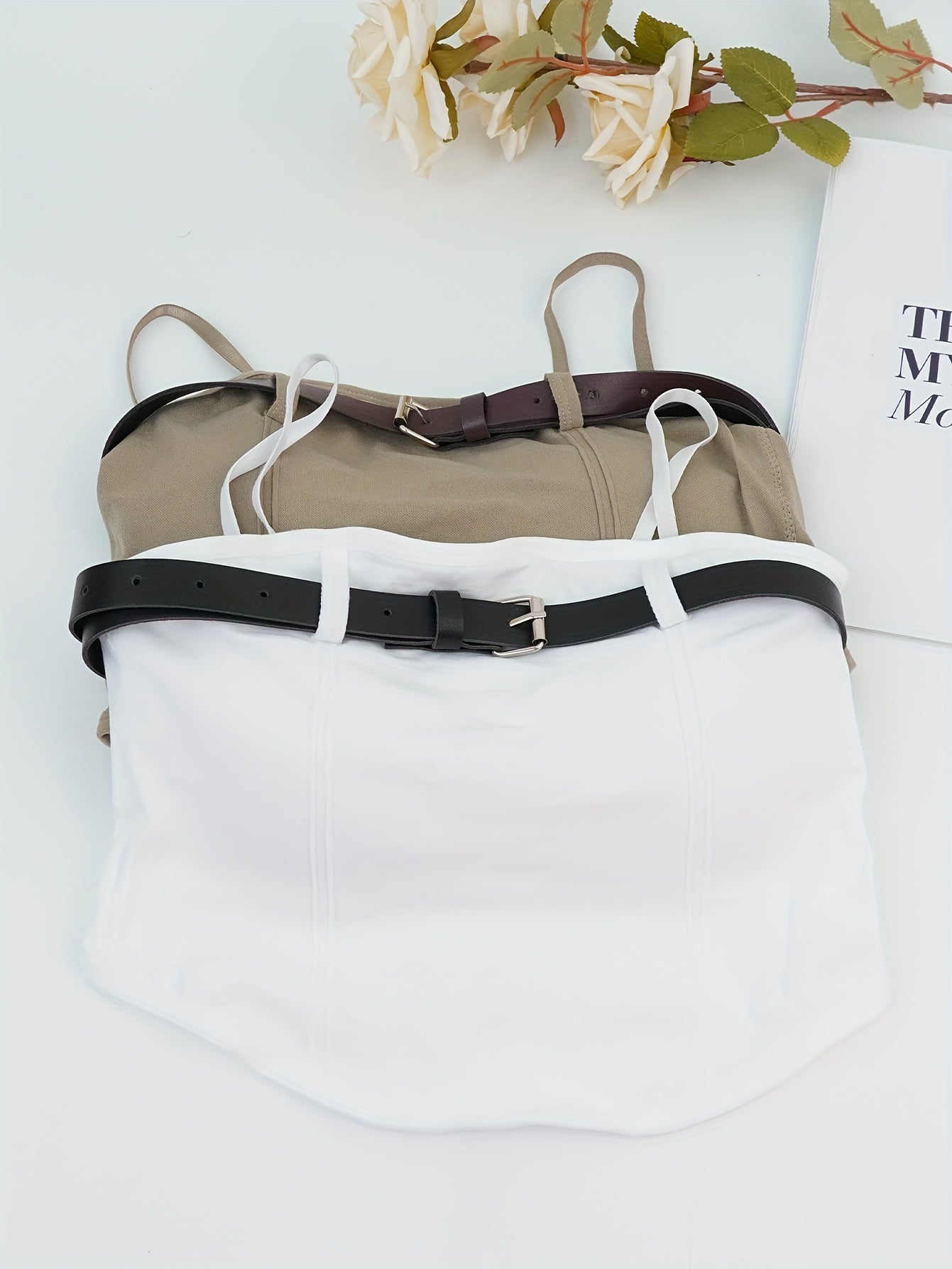 2pcs Solid Cami Crop Top Slim Fit Women's Lingerie