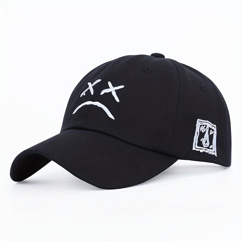 Crying Face Embroidery Baseball Cap Hip Hop Unisex Couple Sun Hats Adjustable