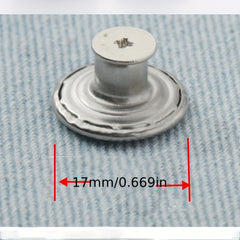 10pcs Seam Button Pins Set for Jeans - 5 Silver 5 Copper