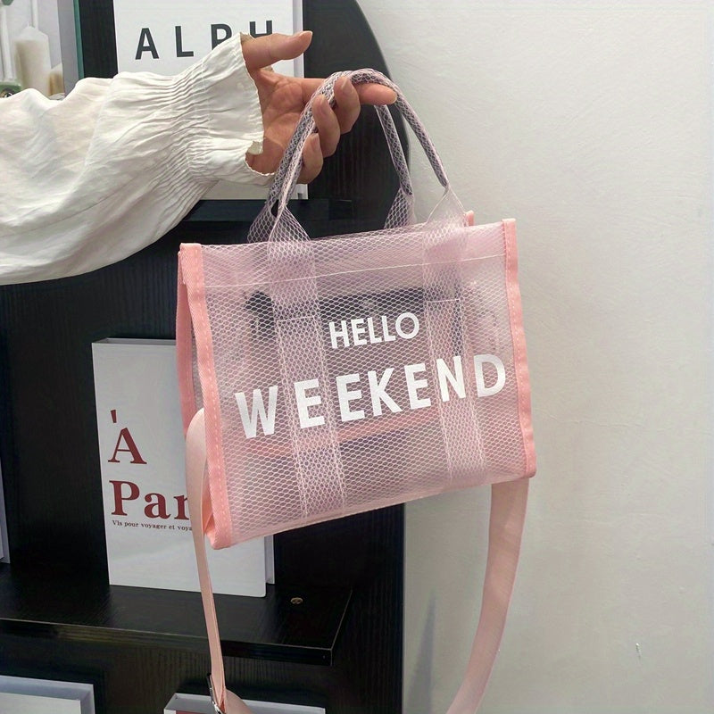 Transparent Mesh PVC Crossbody Bag Large Capacity Jelly Bag