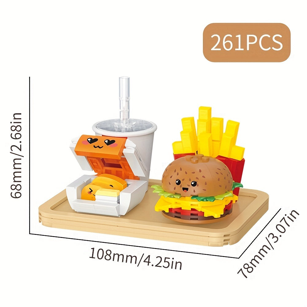 261pcs Building Blocks Hamburger Package DIY Fast Food Model Gift