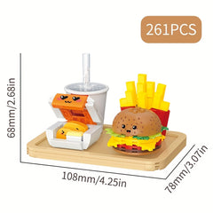 261pcs Building Blocks Hamburger Package DIY Fast Food Model Gift