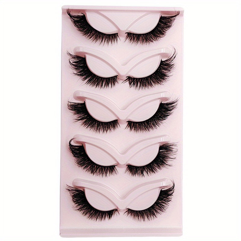 5 Pairs Cat Eye Lashes 20mm Fluffy False Eyelashes Soft Winged End Extension