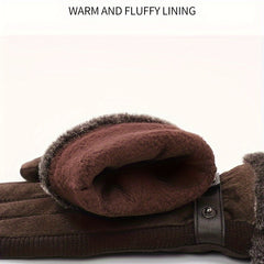 Warm Velvet Winter Gloves Men Motorcycle Riding Touch Screen Windproof Coldproof