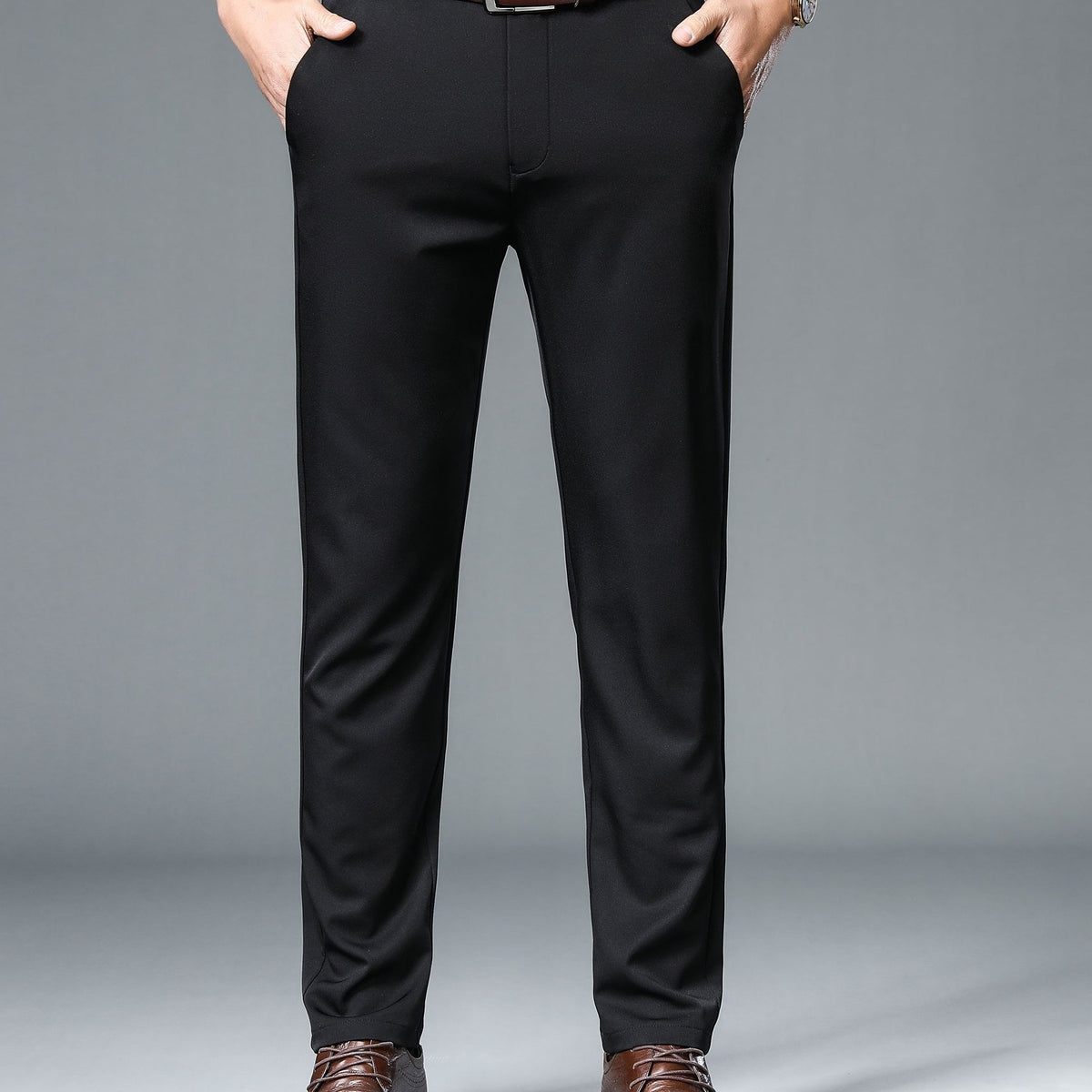 Men's Summer Dress Pants Classic Straight Leg Business Formal