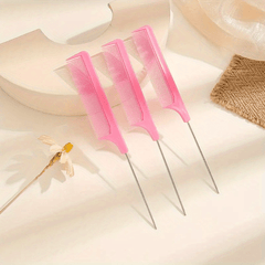 3pcs Rat Tail Comb Steel Pin Rat Tail Plastic Teasing Comb