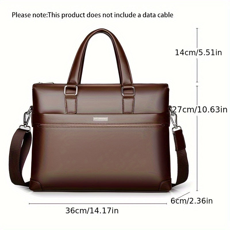 BAODIDAISHU Men's PU Leather Briefcase Laptop Bag with Adjustable Strap