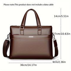 BAODIDAISHU Men's PU Leather Briefcase Laptop Bag with Adjustable Strap