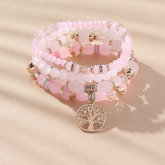 Tree Of Life Beads Bracelet Set 4 Pcs Stretch Pendant Bangle Wrap Hand Jewelry