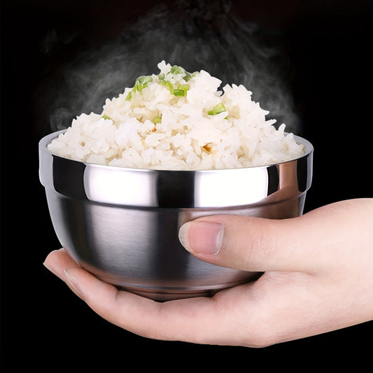 1pc Stainless Steel Anti-scald Bowl Household Rice Soup Serving Salad Mixing Bow