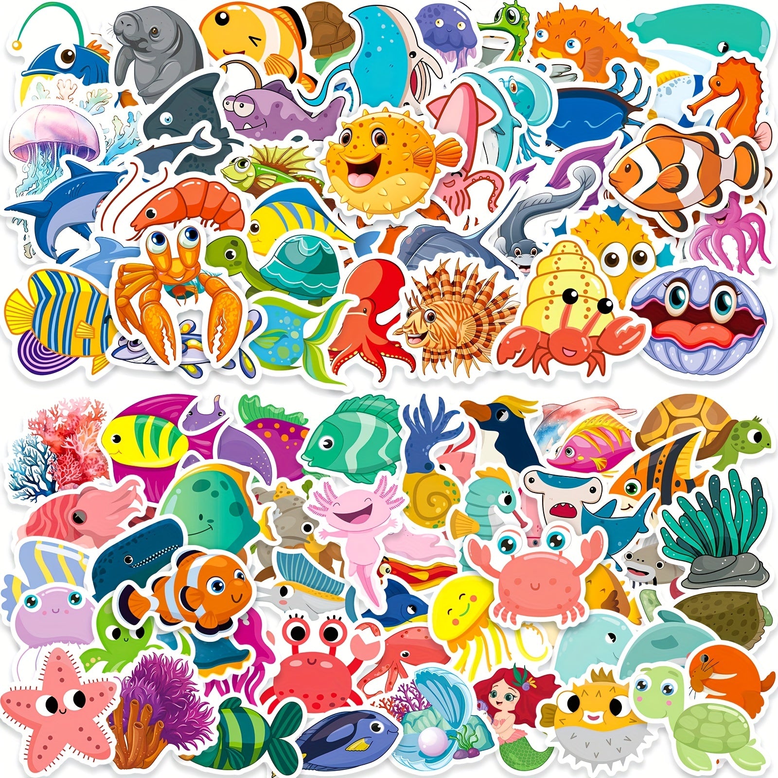 100pcs Marine Life Underwater World Series Cartoon Stickers
