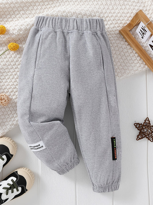 Boys Elastic Waist Sweatpants Casual Sports Jogger Cropped Pants