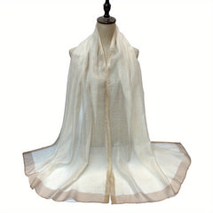 Silk Block Scarf Causal Shawl Thin Breathable Windproof Head Wrap