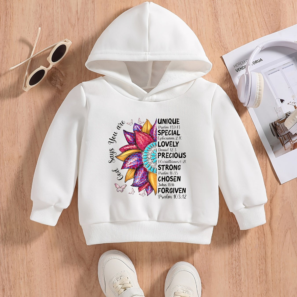Colorful Sunflower & Letter Print Boys Hoodie For Spring Fall Kids