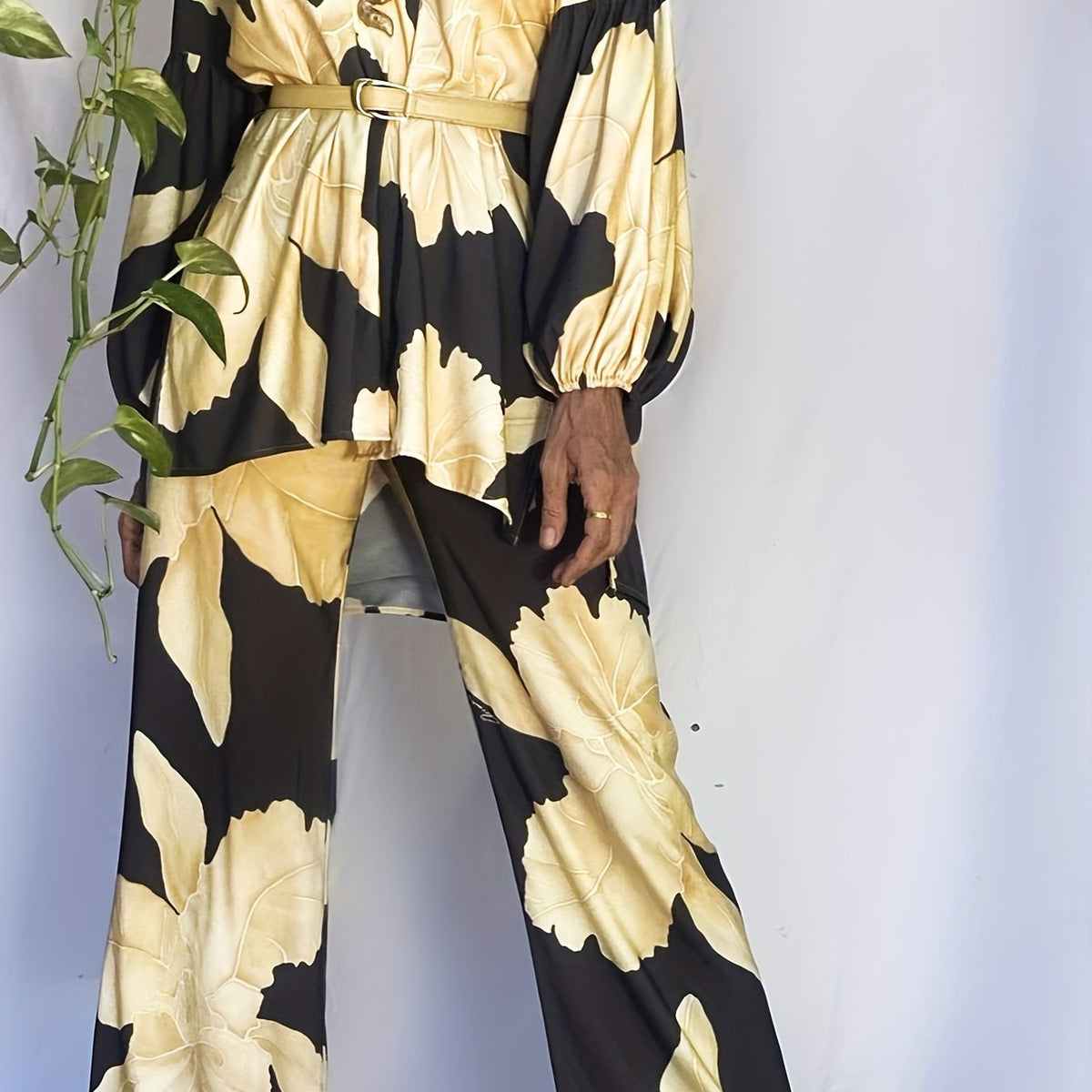 Random Print Beach Pants Elastic Waist Cover Up