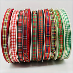 5 Yards 10mm Plaid Ribbon Christmas Series for DIY Gift Wrapping