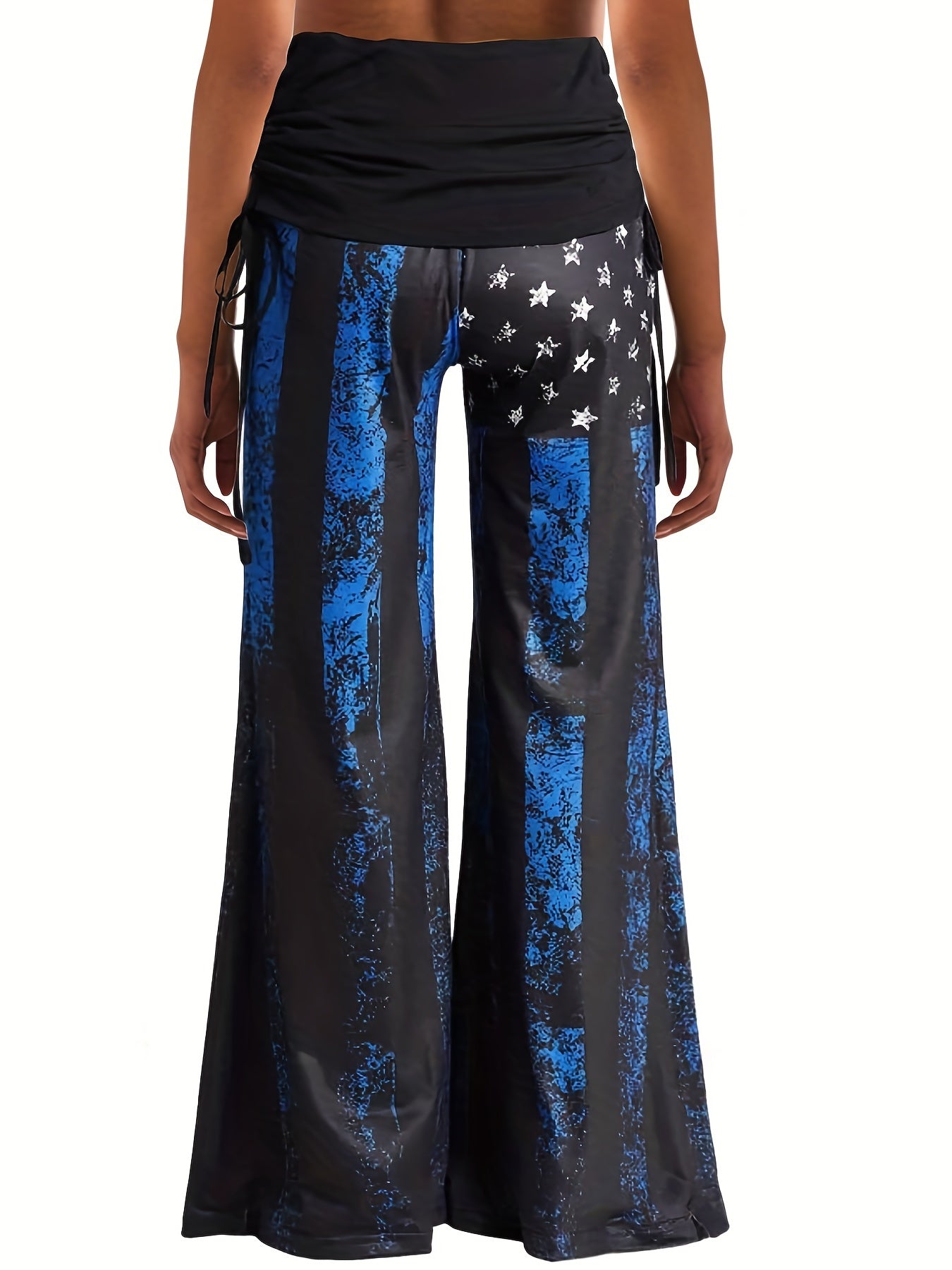 Independence Casual Pants Women's Plus Flag Print Loose Flared Leg