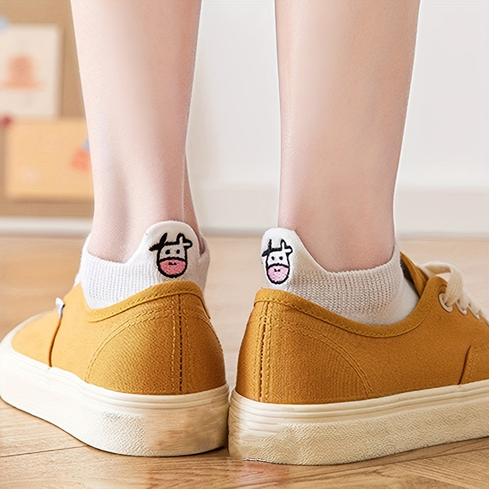 5 Pairs Soft Cow Pattern Ankle Socks Women's Stocking