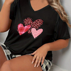  Leopard & Stripe & Dot Heart Pajama Top
