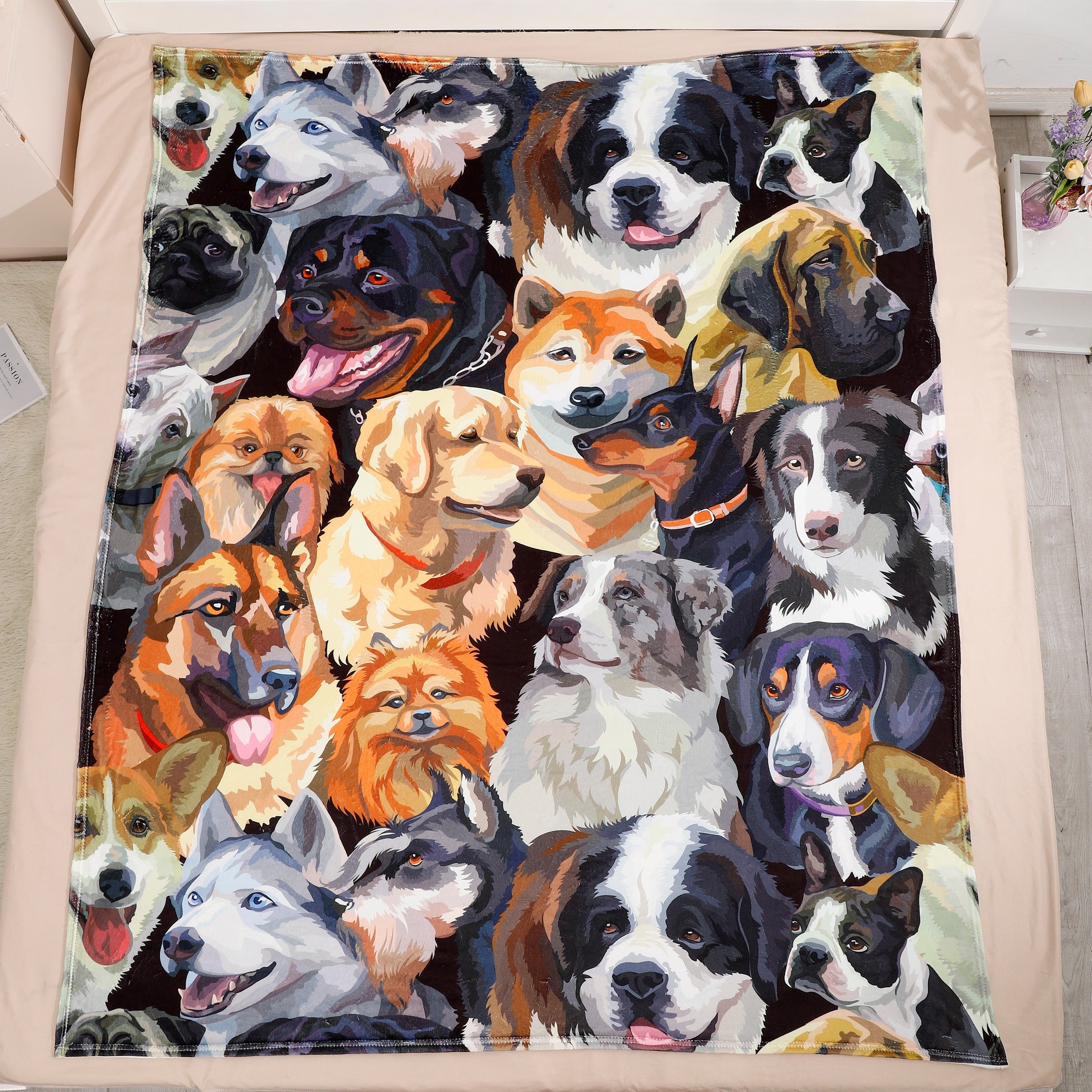 Soft Dog Pattern Blanket Winter Warm Flannel Suitable For All Seasons