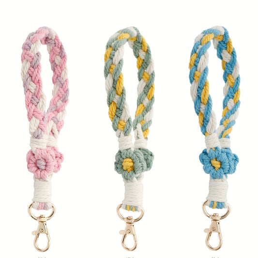 Boho Wristlet Bracelet Keychain Macrame Holder Girls