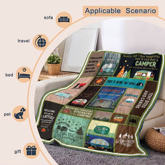 Camping Car Pattern Throw Blanket Soft & Warm for Outdoor Camping