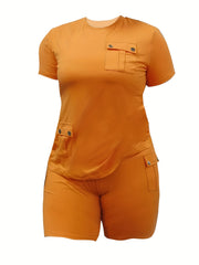  Solid Short Sleeve Tee & Shorts Set