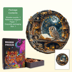 Moonlit Reader Wooden Puzzle Enchanting Nighttime Scene