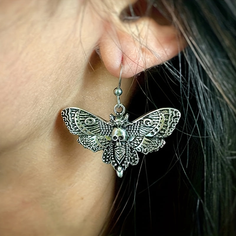 Gothic Retro Butterfly Moth Skull Head Women's Earrings