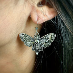Gothic Retro Butterfly Moth Skull Head Women's Earrings