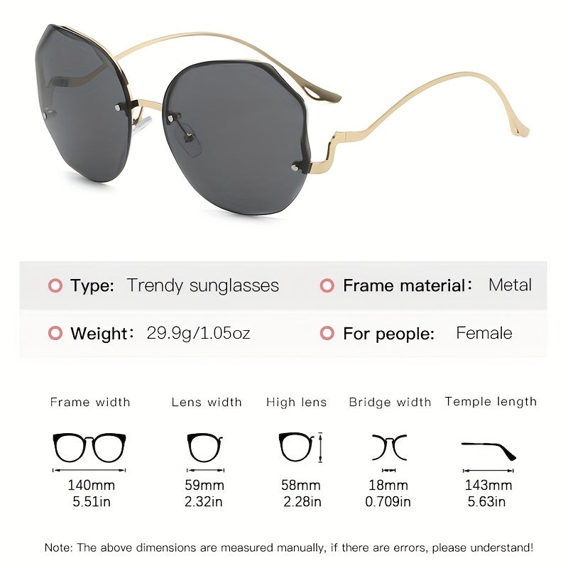 Women's Ombre UV400 Polygon Rimless Sunglasses