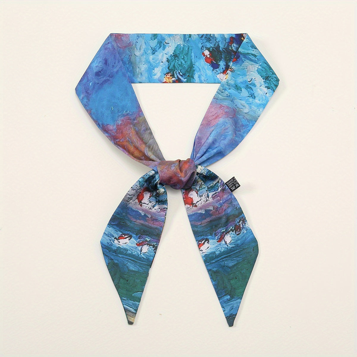 Skinny Scarf Oil Painting Print Long Ribbon Neckerchief Women Casual Necktie