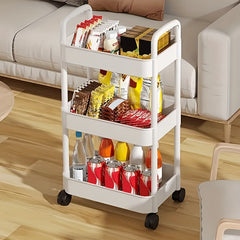 3 Tier Cart Shelf with Handles Mobile Snack Cart - Multifunctional Storage Rack