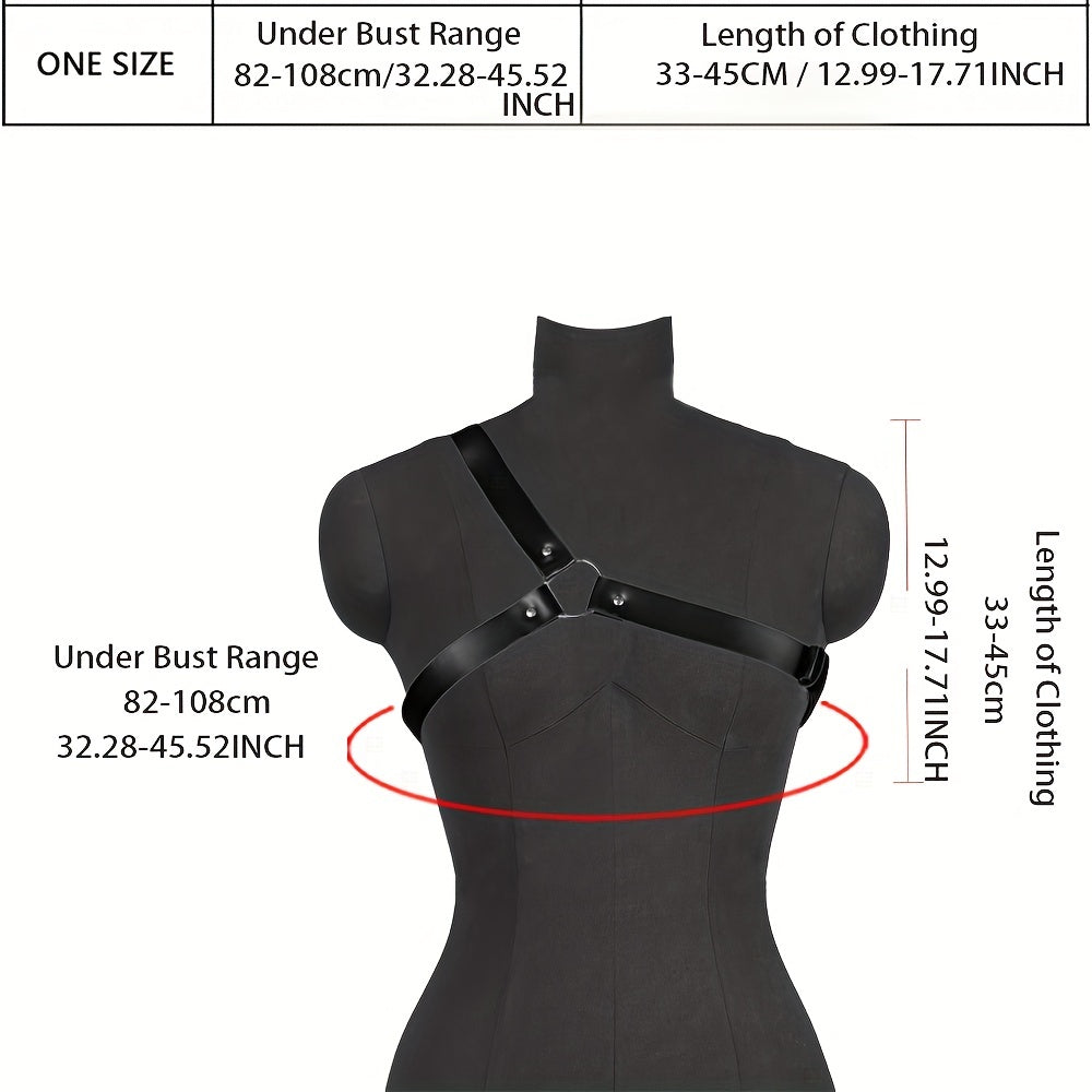 Y2K Ring Linked Chest Harness Belt PU Leather Waistband