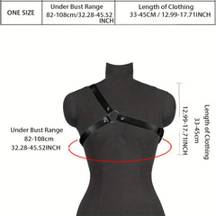 Y2K Ring Linked Chest Harness Belt PU Leather Waistband
