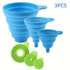 3pcs Portable Silicone Funnel Collapsible for Kitchen and Wine