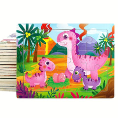 Wooden Jigsaw Puzzle Cartoon Animal Parent Child Theme Educational Toys