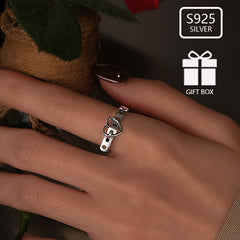 925 Silver Heart Belt Ring for Men and Women