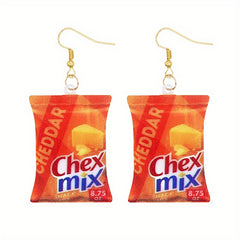 Chip Snack Bag Dangle Earrings Acrylic Jewelry Gift