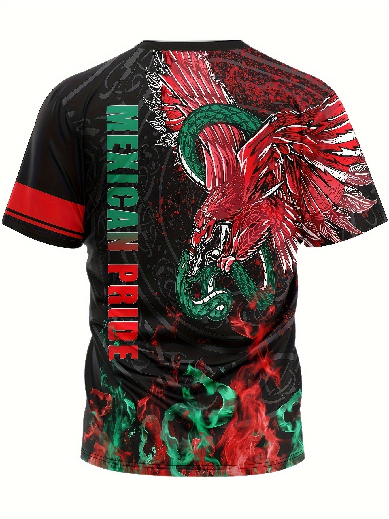 MEXICAN PRIDE Eagle Snake Print Men's Graphic Tee