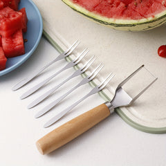 6pcs Watermelon Slicer Set with 5 Forks - Stainless Steel Cutter and Divider