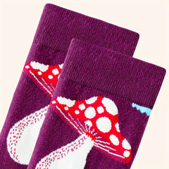 Mushroom Print Socks Novelty & Funny Women's Stockings
